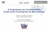 SIC2007-Apres-JLuis - arsymposium.org · Análise de Dados de Vida Confiabilidade de Sistemas FMEA FMECA RCM RAM –Sistemas Avançados RCFA FTA Confiabilidade –P. Manut. BlackBelt