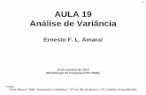 1 AULA 19 Análise de Variância - Ernesto Amaral · ANOVA DE UM FATOR –O método da análise de variância de um fator é usado para testes de hipóteses de que três ou mais médias