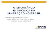 A IMPORTÂNCIA ECONÔMICA DA MINERAÇÃO NO … · a importÂncia econÔmica da mineraÇÃo no brasil apresentação renai – agosto/2011 joÃo cÉsar de freitas pinheiro diretor