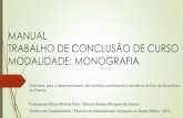 MANUAL TRABALHO DE CONCLUSÃO DE CURSO MODALIDADE: MONOGRAFIA · TRABALHO DE CONCLUSÃO DE CURSO MODALIDADE: MONOGRAFIA Diretrizes para o desenvolvimento de trabalhos acadêmicos
