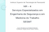 NR 4 Serviços Especializados em Engenharia de Segurança ... · manterem em funcionamento o SESMT. SESMT Serviços Especializados em Engenharia de Segurança e Medicina do Trabalho.