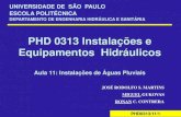 PHD 0313 Instalações e Equipamentos Hidráulicos · PHD0313/11/3 Sistemas de Águas Pluviais (AP) • No passado: –Coletar e afastar rapidamente as águas pluviais de forma a