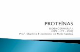 BIOENGENHARIA I UFPB CT DEQ Prof. Sharline Florentino de ...caequfpb.yolasite.com/resources/PROTEÍNAS sharl.pdf · os átomos dos radicais R da molécula Essa é a estrutura terciária