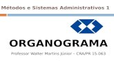Professor Adm. Walter Martins Junior · ORGANOGRAMAS 2 Organograma é um gráfico que representa a organização formal, configurada na estrutura que foi delineada pelo Regulamento