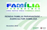 RENDA FAMILIA PARANAENSE AGRICULTOR FAMILIAR · da renda das famílias em situação de extrema pobreza; ... -O acesso a terra ou ampliação (fator de produção); ... Slide 1 Author:
