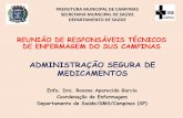 PREFEITURA MUNICIPAL DE CAMPINAS SECRETARIA MUNICIPAL DE ... · sobre a incumbência privativa do enfermeiro, ... •Na administração de medicamentos, havendo uma atuação errônea