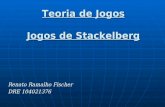 Teoria de Jogos Jogos de Stackelberg - land.ufrj.brclasses/teoria_dos_jogos/StackelbergNovo.pdf · Modelo de Stackelberg Duas empresas produzem um mesmo produto em quantidades q1