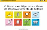 O Brasil e os Objetivos e Metas de Desenvolvimento do Milênio · 2003 - Criação do GT Objetivos do Milênio. 2004 - 1º Relatório Brasileiro de Acompanhamento dos ODM (pnad 2002).