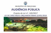 MUNICÍPIO DE PIRACICABA AUDIÊNCIA PÚBLICA · 2017-08-31 · Gestão, além da obrigatoriedade exigida pelo Tribunal de Contas do Estado de São Paulo (TCE-SP). Os Programas propõem