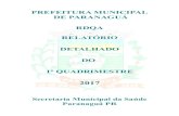 PREFEITURA MUNICIPAL DE PARANAGUÁ RDQA … · 2017-06-01 · RDQA - RELATÓRIO DETALHADO DE ATIVIDADES – 1º QUADRIMESTRE DE 2.017 A Lei Complementar Federal nº. 141 de 13 de