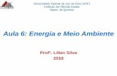 Energia e Meio Ambiente - ufjf.br · Aula 6: Energia e Meio Ambiente Profa. Lilian Silva 2018. Energia e Meio Ambiente ... biomassa é uma forma indireta de energia solar. A energia