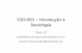 CSO 001 – Introdução à Sociologia · Cerne da sociologia simmeliana •(…) de qualquer ponto da superfície da existência, por mais que ele pareça brotar apenas nessa superfície