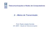 6 – Meios de Transmissão - Técnico Lisboa · ÎA espessura de cada fio habitualmente está entre 0.4 e 0.9 mm Î Usado para comunicações analógicas e digitais. Î É usado