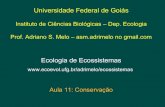 Universidade Federal de Goiás - ecoevol.ufg.br · uso da teoria de biogeografia de ilhas (MacArthur e Wilson) uma reserva grande ou várias pequenas? vantagens grande (espécies