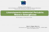 Licenciamento Ambiental Portuário: Riscos e Emergências · Gerenciamento de Risco (PGR) - Plano de Ação de Emergência (PAE) - Programas ambientais (PBA) - Documentos para supressão