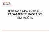 IFRS 02 / CPC 10 (R1) PAGAMENTO BASEADO EM AÇÕES · Pronunciamento Técnico CPC 38 –Instrumentos Financeiros: Reconhecimento e Mensuração. Exceções