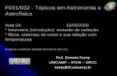 F031 : Tópicos em Astronomia e Astrofísica · Índices de Cor: registro da luz ... absorção-reemissão de fótons na atmosfera estelar. Ou seja: não se configura o equilíbrio