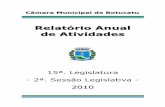 Relatório Anual de Atividades - camarabotucatu.sp.gov.br · Saneamento Básico do Estado de São Paulo (Sabesp) – discutido, elaborado e votado com a profunda ... ANTONIO CARLOS