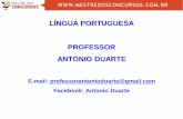 LÍNGUA PORTUGUESA PROFESSOR ANTONIO DUARTE · c) especialistas dão instruções / como utilizar uma raquete = especialistas dão-nas / como utilizá-la . d) superar obstáculos