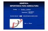 GENÉTICA: IMPORTÂNCIA PARA AGRICULTURA · IMPORTÂNCIA PARA AGRICULTURA Fenótipo = Genética + Ambiente Engenharia Agronômica Florestal Recursos Naturais vida (principal no sistema
