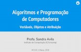 Algoritmos e Programação de Computadores - ic.unicamp.brsandra/pdf/2018-03-02-MC102KLMN-Aula02.pdf · Python é um exemplo de linguagem de programação de alto ... 4.0 (64-bit)|