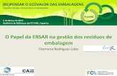 O Papel da ERSAR na gestão dos resíduos de embalagem · RU02 –Acessibilidade do serviço de recolha ... seletivamente na área de intervenção ... – Proceder à elaboração