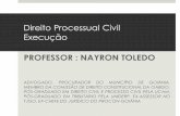 PROFESSOR : NAYRON TOLEDO · ¤ PATRIMONIALIDADE - A execução é sempre real ... da Justiça o ato do executado que: I ... guarnece a moradia do devedor, não se podendo tê-lo