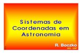 Sistemas de Coordenadas em Astronomia - Telescópios na Escola · 2004-01-15 · R. Boczko IAG - USP 16 07 03. Dia. Movimento diurno aparente do Sol Zênite PS H o r i z on t e Nascer