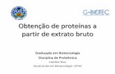 Graduação em Biotecnologia Disciplina de Proteômica · Precipitação de proteínas Diálise Filtração Concentração Eliminação da maior parte dos contaminantes e substâncias