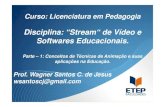 Disciplina: “Stream“ de Vídeo e Softwares Educacionais. · Disciplina: “Stream“ de Vídeo e Softwares Educacionais. Parte – 1: Conceitos de Técnicas de Animação e suas