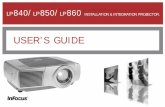 LP840-LP850-860 User's Guide · 840/ LP ® 850/ LP ® 860 ... Produto com radiação a laser da classe II; comprimento de onda de 650 nm; saída máxima de 1 mW. O controle remoto