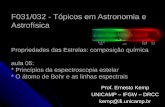 F031 : Tópicos em Astronomia e Astrofísica · * Princípios da espectroscopia estelar * O átomo de Bohr e as linhas espectrais Prof. Ernesto Kemp UNICAMP – IFGW – DRCC kemp@ifi.unicamp.br.