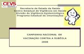 CAMPANHA NACIONAL DE VACINAÇÃO CONTRA A … · Histórico da vacinação contra a rubéola no RS • 1997 - Campanha de implantação da vacina TV • 2000 - Campanha seguimento