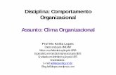 Disciplina: Comportamento Organizacional Assunto: Clima ... · produtividade e adoção de políticas internas. ... No Brasil, a pesquisa de clima organizacional foi difundida e aplicada