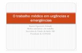 O trabalho médico em urgências e emergênciaseventos.cfm.org.br/images/stories/PDF/apresentacao_urgenciae... · A insatisfação (carga de trabalho e remuneração -35% e 69%, respectivamente),