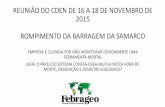 ROMPIMENTO DA BARRAGEM DA SAMARCO - confea.org.br · bilhão de litros de lixívia negra, contaminando o Rio Paraíba, córregos próximos, matando peixes e outras formas de vida,