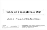Ciências dos materiais- 232 · Recristalização Aula 6 – Tratamentos Térmicos Tipos de Recozimento: • Para alívio de tensões (qualquer liga metálica) • Para recristalização
