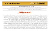 CLIPPING - adimb.com.br · como a geração e empregos e a compra de ... há mais de três décadas por Brasil Mineral e que classifica as 100 ... o Australia & New Zealand Banking