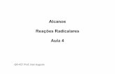 Alcanos Reações Radicalares Aula 4 - iqm.unicamp.br 4 Alcanos Reações... · neopentano Cloreto de neopentila. 13 Cloração do Metano: Mecanismo de Reação O mecanismo de reação