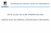 LEI Nº 13.243, DE 11 DE JANEIRO DE 2016 MARCO CIVIL DA … · 10.973/2004 – Lei de incentivos à inovação e à pesquisa científica e tecnológica no ambiente produtivo. 6.815/1980
