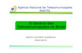 O Cenário das Telecomunicações no Brasil · O Cenário das Telecomunicações no Brasil Telecomunicações no Brasil (DEZ/94) ITEM QUANTIDADE* DENSIDADE Telefones Fixos 13,3 8,6