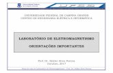 Laboratório de Eletromagnetismo · Notasde aula de Laboratóriode Eletromagnetismo–Prof. Dr. Helder Alves Pereira LABORATÓRIO DE ELETROMAGNETISMO ORIENTAÇÕES IMPORTANTES UNIVERSIDADE