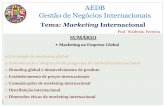 AEDB Gestão de Negócios Internacionais · AEDB Gestão de Negócios Internacionais Tema: Marketing Internacional SUMÁRIO •Marketing na Empresa Global o Estratégia de marketing