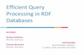 Efficient Query Processing in RDF Databases · cotendo sujeito, predicado e objeto. • Em alguns sistemas é criada uma coluna adicional para salvar o nome do grafo que contém a