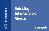 Suicídio, o Penal Infanticídio e Aborto · Art. 122 do CP Induzir ou instigar alguém a suicidar-se ou prestar-lhe auxílio para que o faça: Pena - reclusão, de dois a seis anos,
