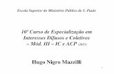 10º Curso de Especialização em Interesses Difusos e ... · Embora, de fato, não raro os legitimados à ACP também defendam direito próprio… PREDOMINANTEMENTE defendem interesses