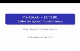 Pré-Cálculo ECT2101 Slides de apoio: Fundamentosrbatista/files/pc/fundamentos_slides.pdf · Conjuntos Um conjunto é coleção de objetos, chamados de elememtos do conjunto. Nomeraremos