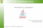 Introdução a Linguagem - esj.eti.br · Unidade 03 – Introdução a Linguagem Java 3 TIC - Programação Visual Linguagem Java Java é uma linguagem de programação orientada