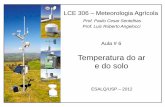 LCE 306 Meteorologia Agrícola - ler.esalq.usp.br · A temperatura do ar varia basicamente em função da disponibilidade de radiação solar na superfície terrestre. O valor máximo