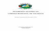 REGIMENTO INTERNO DA CÂMARA MUNICIPAL DE VALINHOS · (Anotado e atualizado até a Resolução nº 2/15) Câmara Municipal de Valinhos Diretoria Legislativa - Janeiro de 2017 - SUMÁRIO